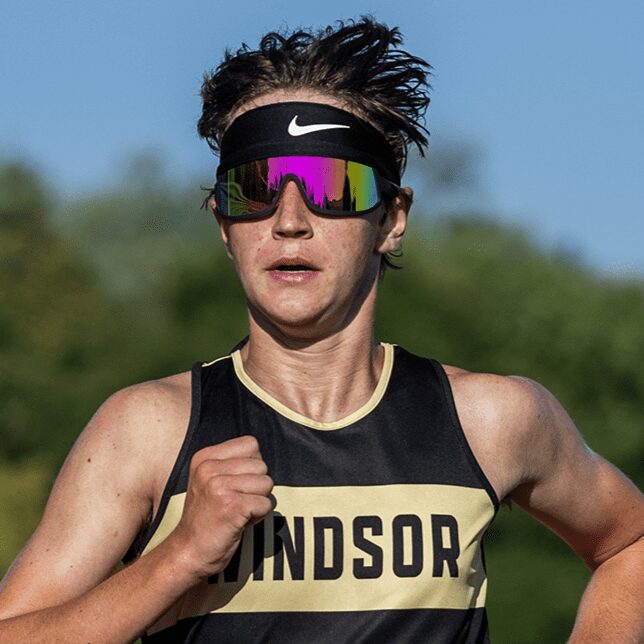 Runner in Windsor singlet with mirrored sunglasses