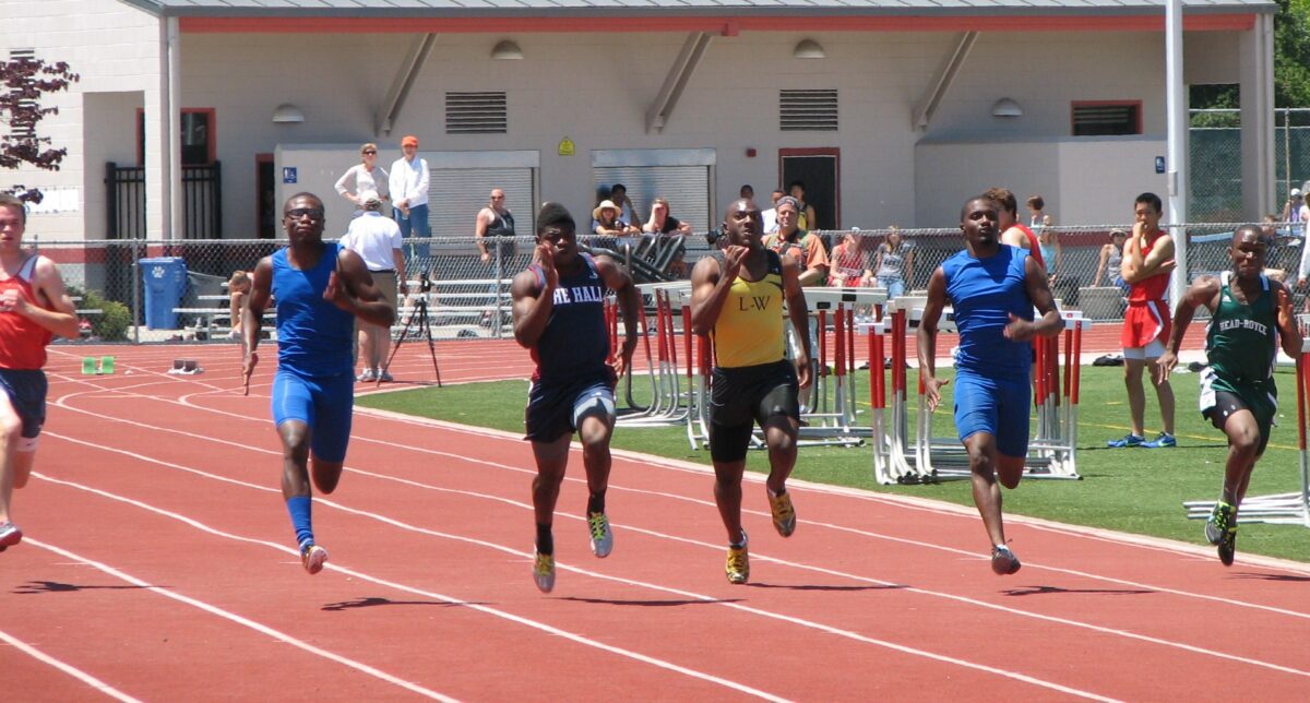 Five competitors thunder down sunlit lanes