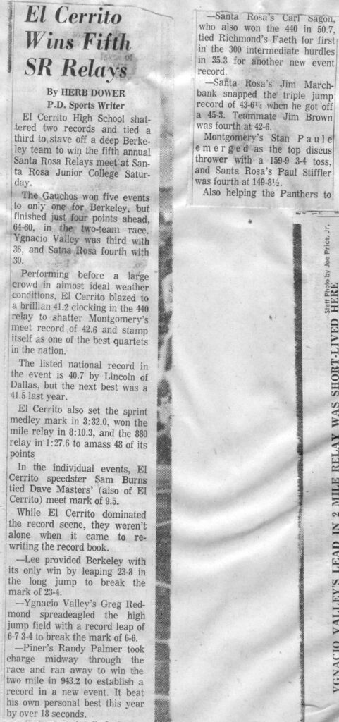 Black and white newspaper clipping with partially visible text and advertisements.