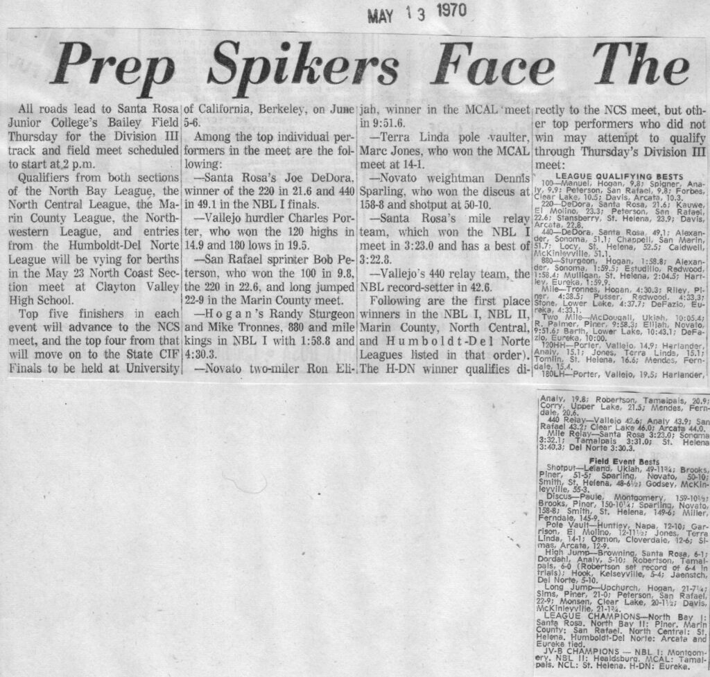 Newspaper clipping about a volleyball match between prep spikers and an opponent.