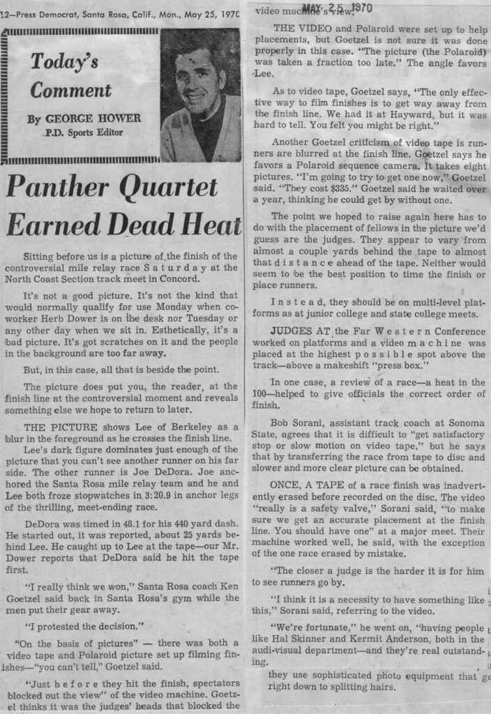 Newspaper clipping about Panther Quartet earning a dead heat in a contest.