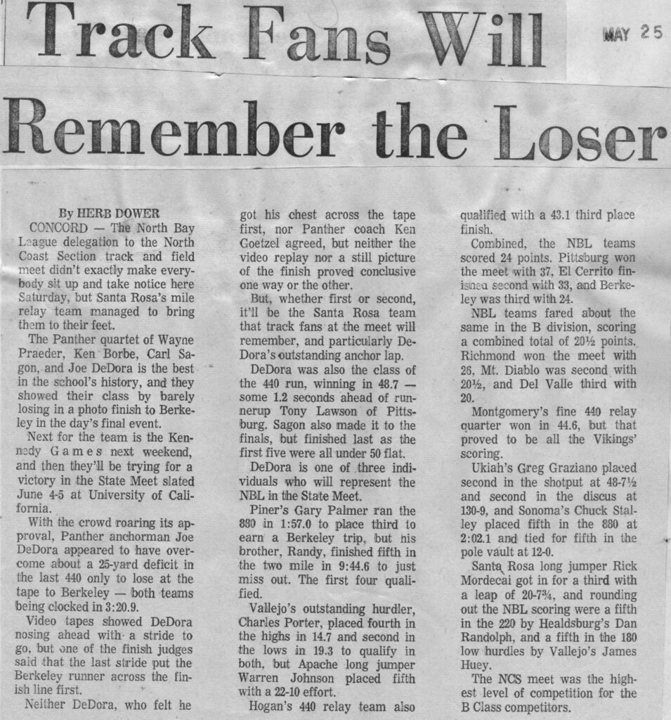 Newspaper clipping about Panther Quartet earning a dead heat in a contest.