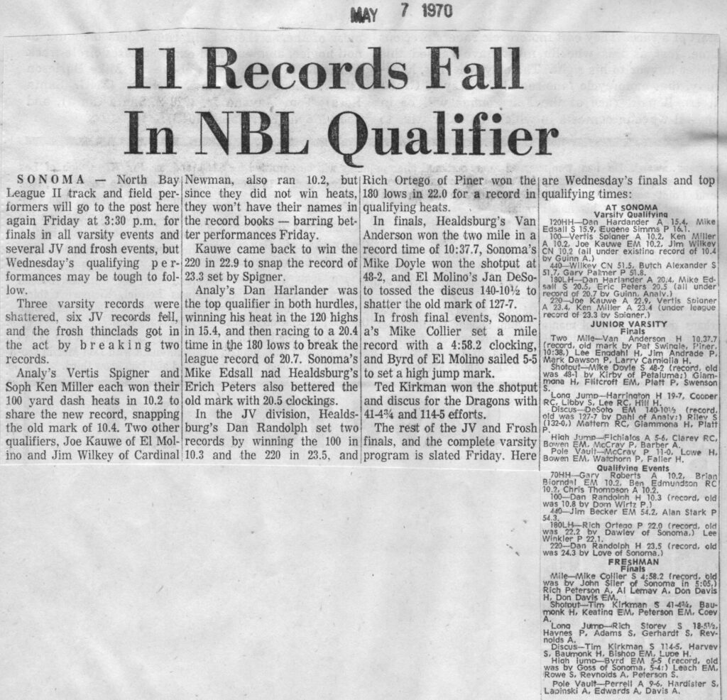 Black and white newspaper clipping of a baseball game recap with statistics.