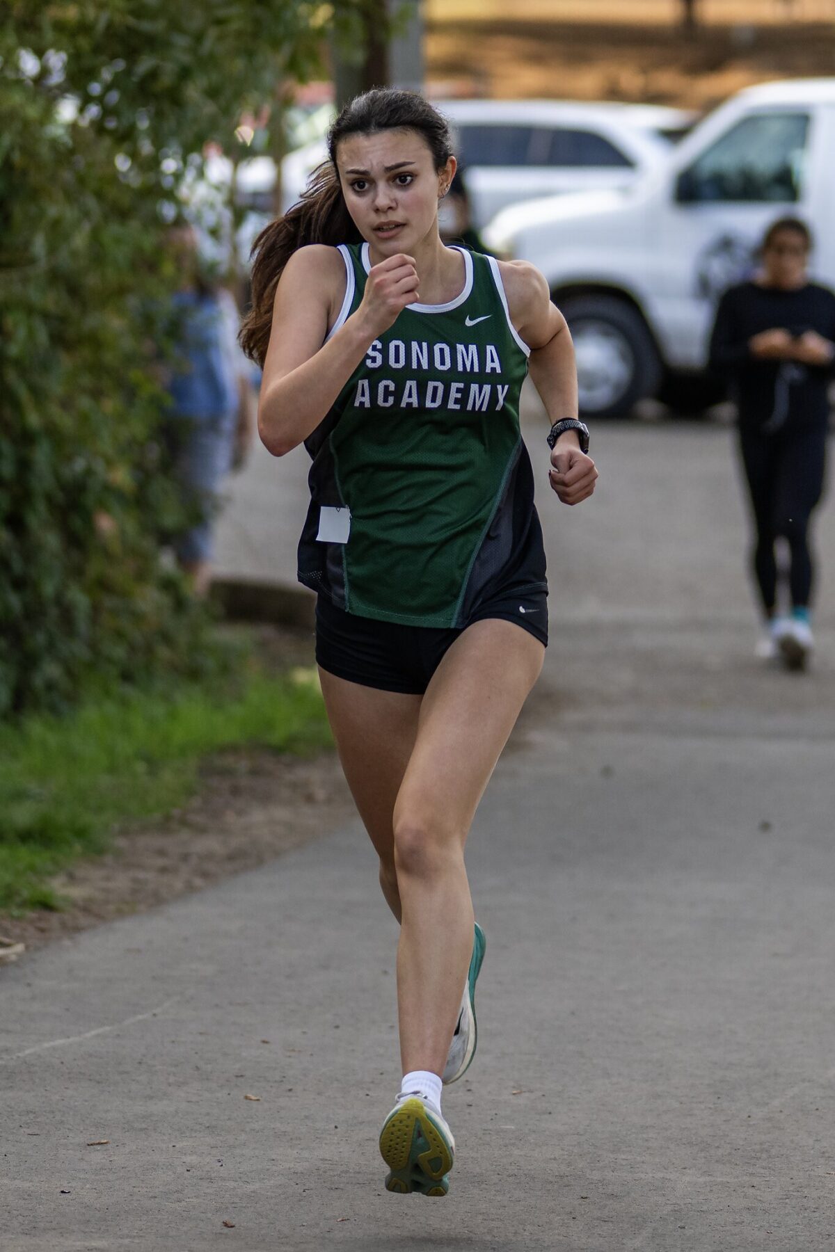 Female runner in Sonoma Academy uniform